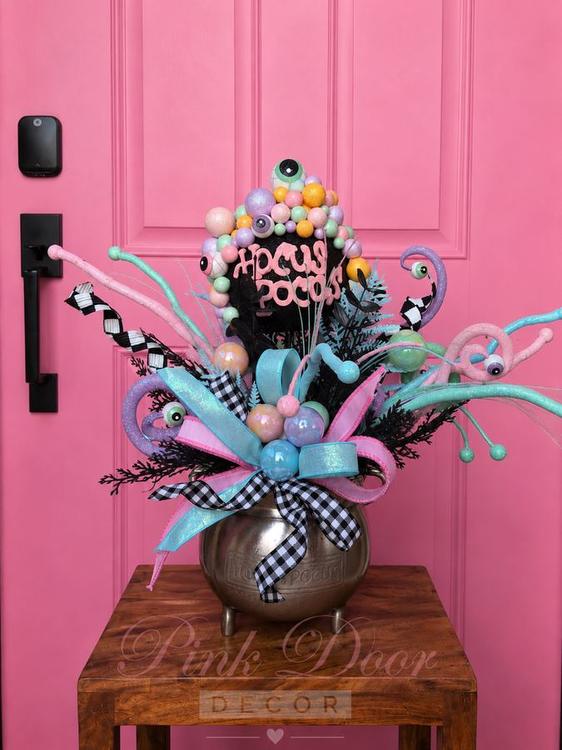 Pastel Hocus Pocus cauldron centerpiece